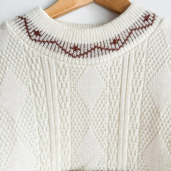 Vintage Vaurnet Paris White Kit Brown Suede Detail Pullover M - Picture 4 of 10